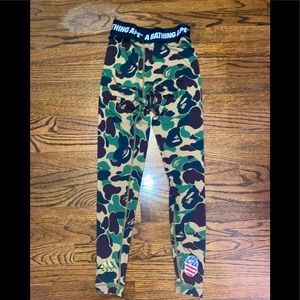 ADIDAS X A BATHING APE CAMO LEGGINGS SZ SMALL